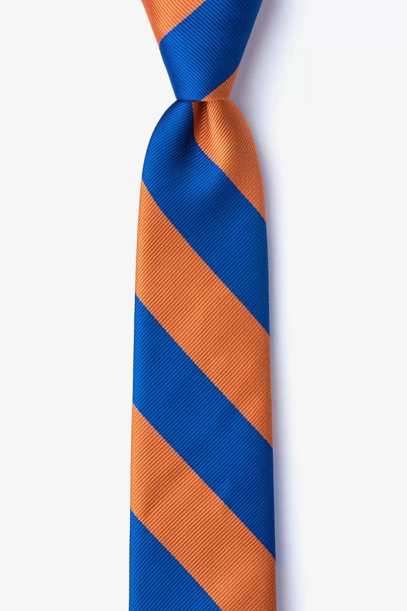 Ties Blue & Orange Stripe Skinny Tie Blue&Orange Discount