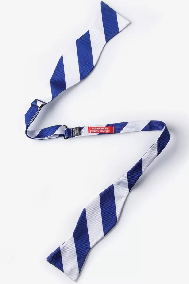 Ties Blue & White Stripe Self-Tie Bow Tie Blue&White Discount