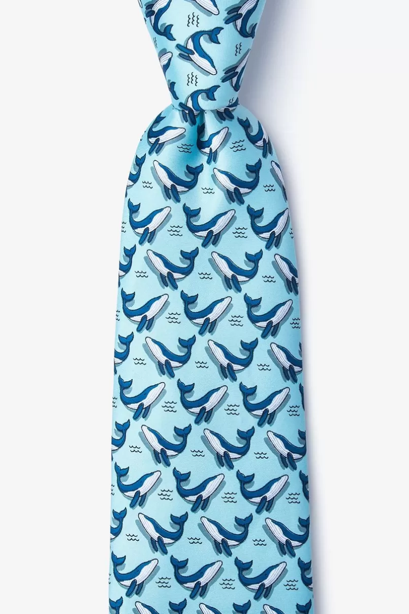 Ties Blue Whales Light Blue Extra Long Tie LightBlue Fashion