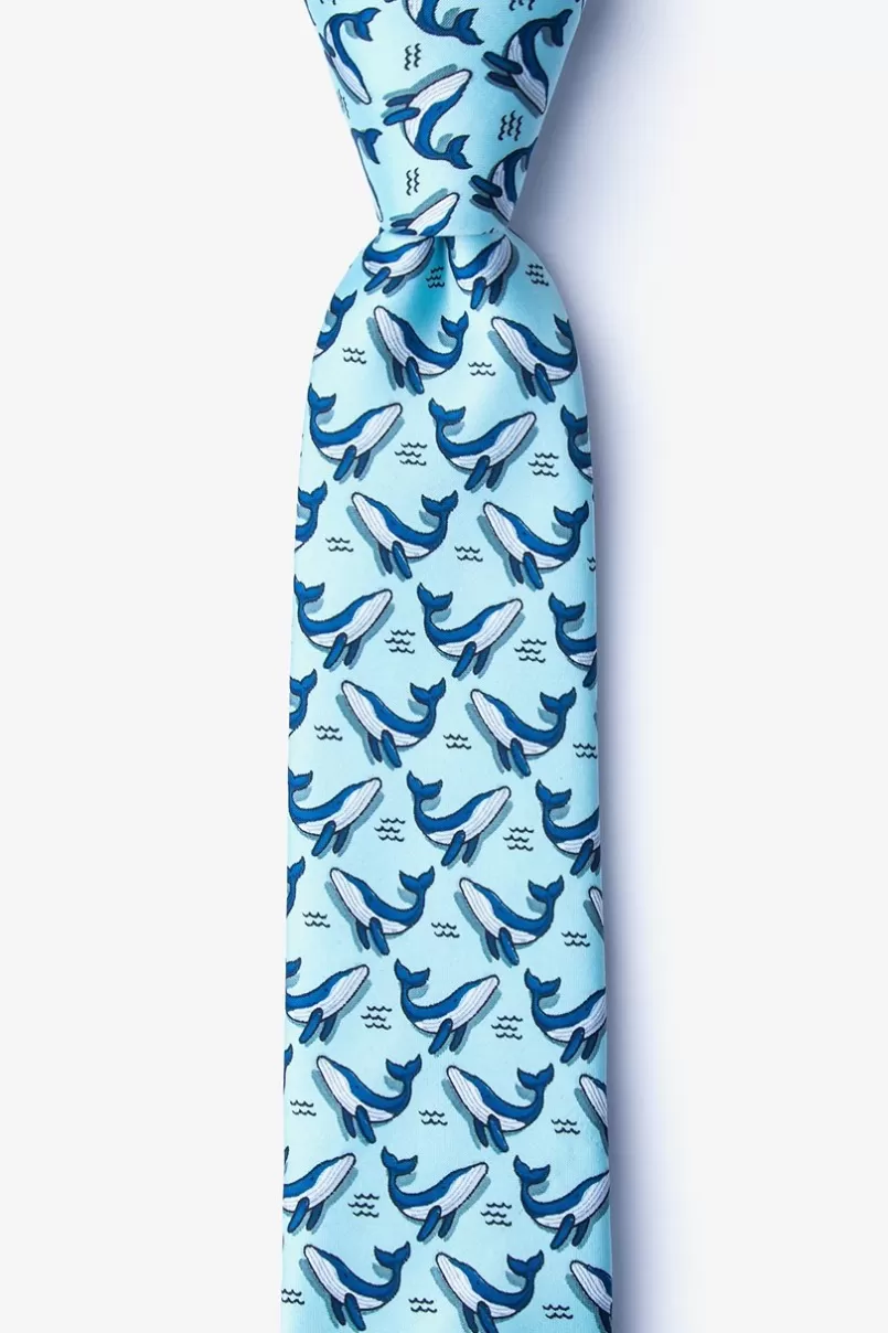 Ties Blue Whales Light Blue Skinny Tie LightBlue Cheap