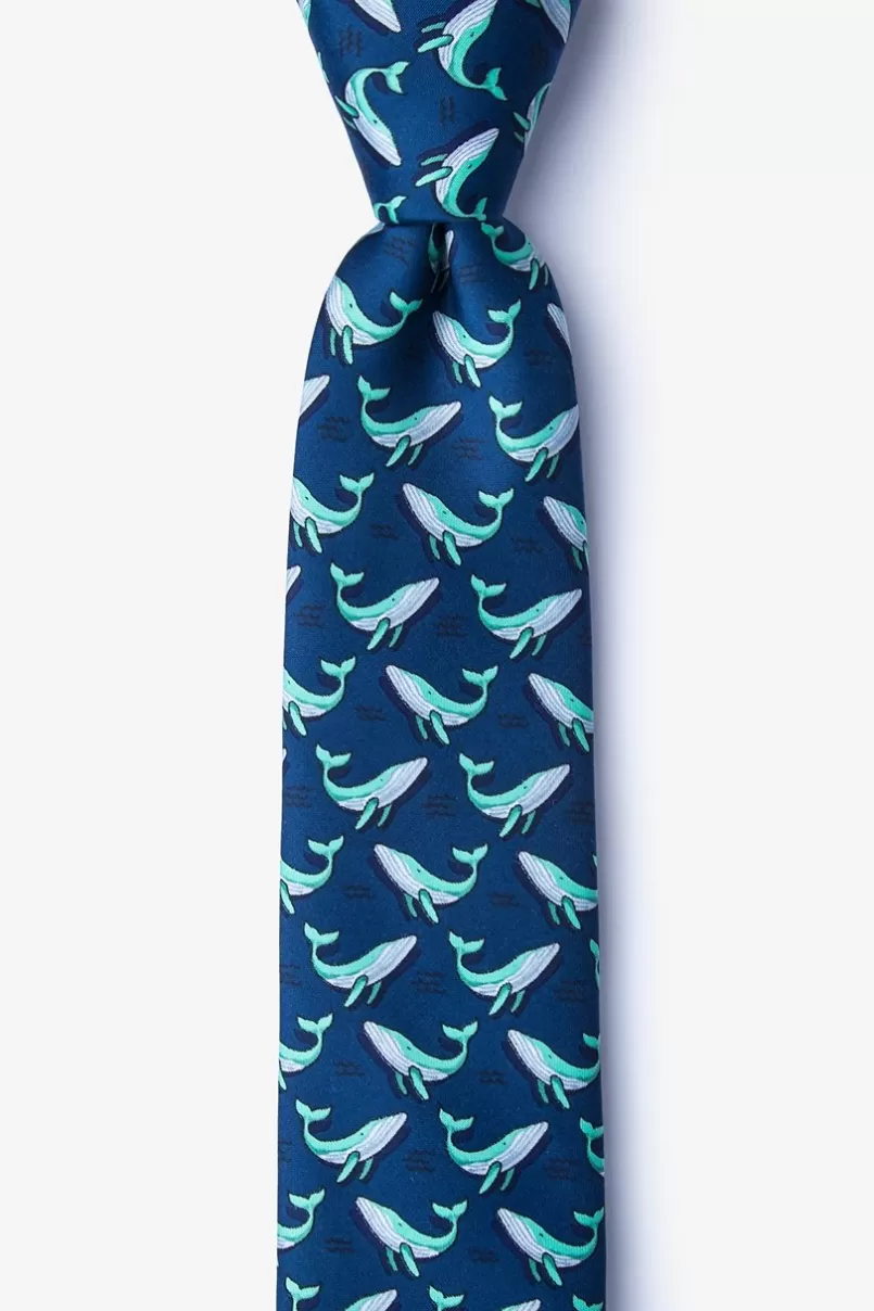 Ties Blue Whales Navy Blue Skinny Tie NavyBlue Best