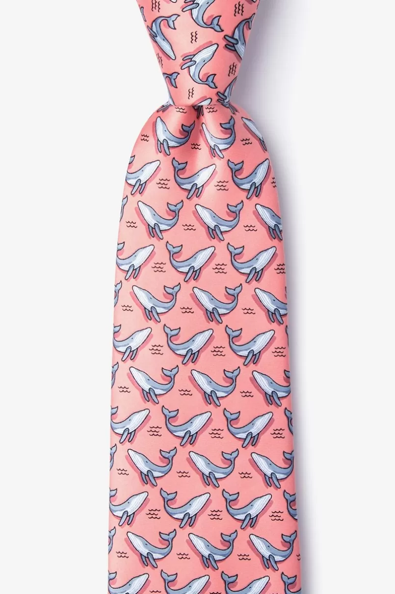 Ties Blue Whales Extra Long Tie Peach Clearance