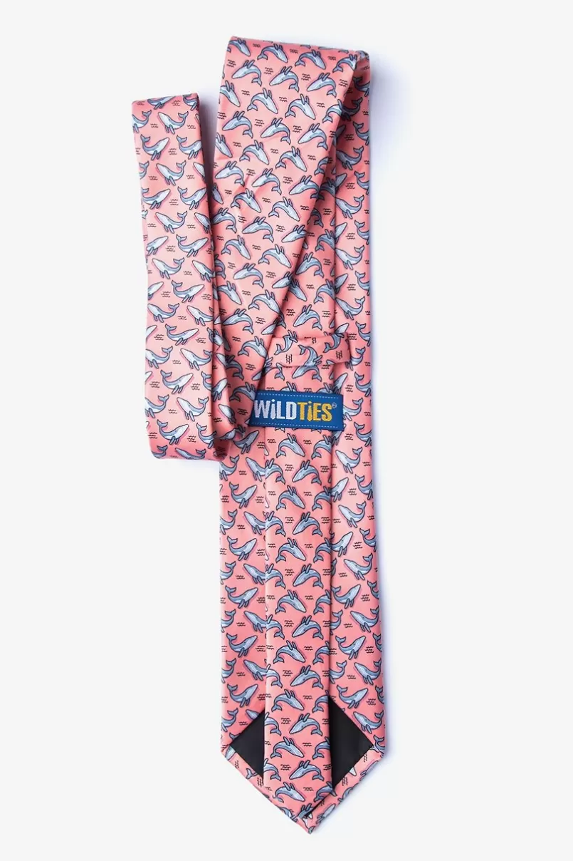 Ties Blue Whales Extra Long Tie Peach Clearance