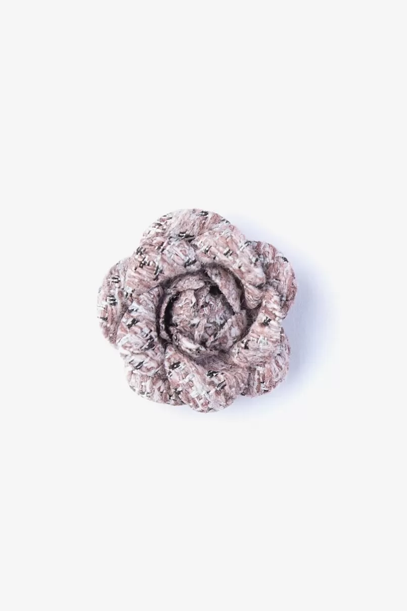Ties Boucle Tweed Flower Lapel Pin Pink Discount