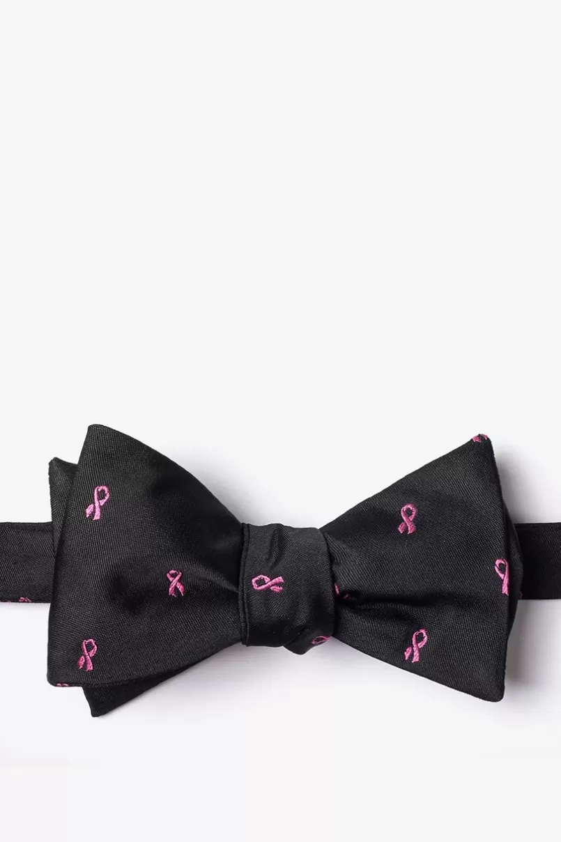Ties Breast Cancer Ribbon Self-Tie Bow Tie Black Clearance