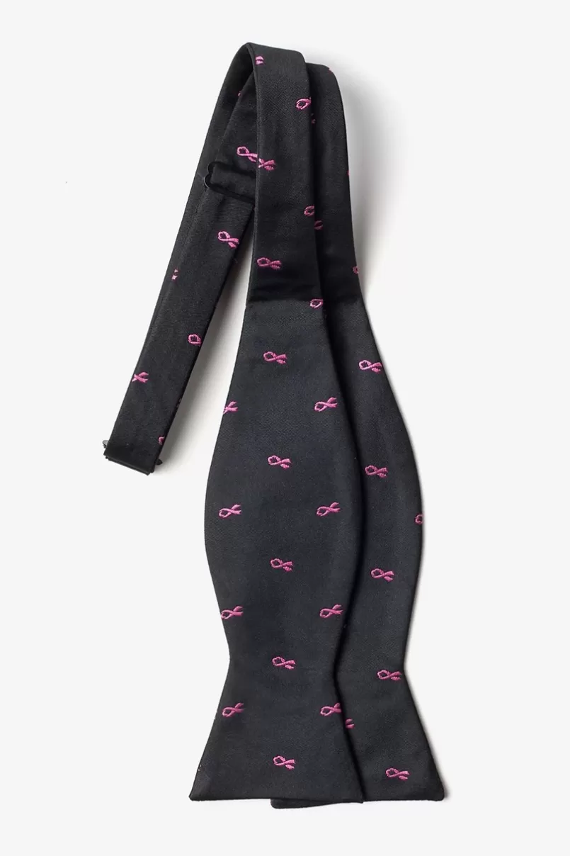 Ties Breast Cancer Ribbon Self-Tie Bow Tie Black Clearance