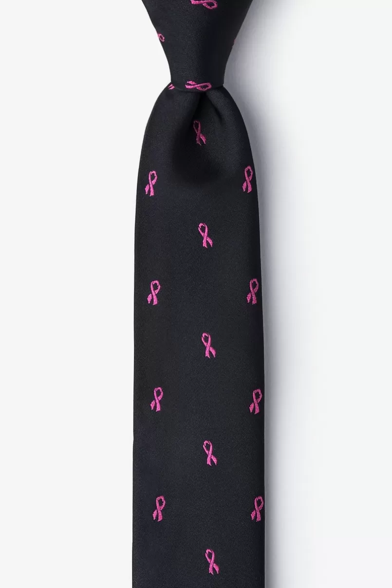 Ties Breast Cancer Ribbon Skinny Tie Black Cheap