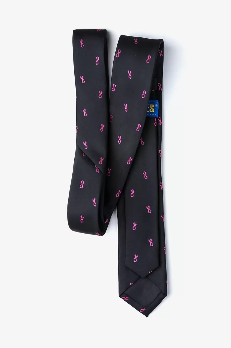 Ties Breast Cancer Ribbon Skinny Tie Black Cheap