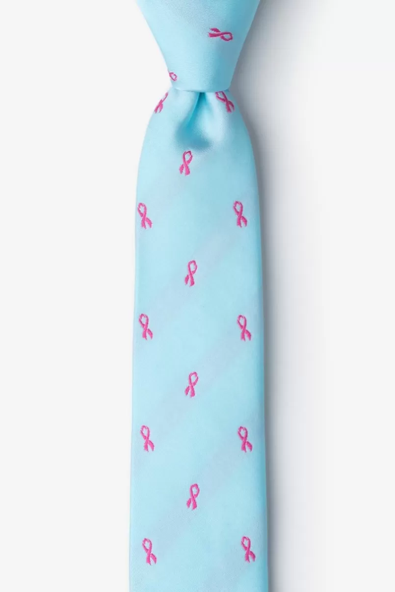 Ties Breast Cancer Ribbon Skinny Tie Blue Clearance