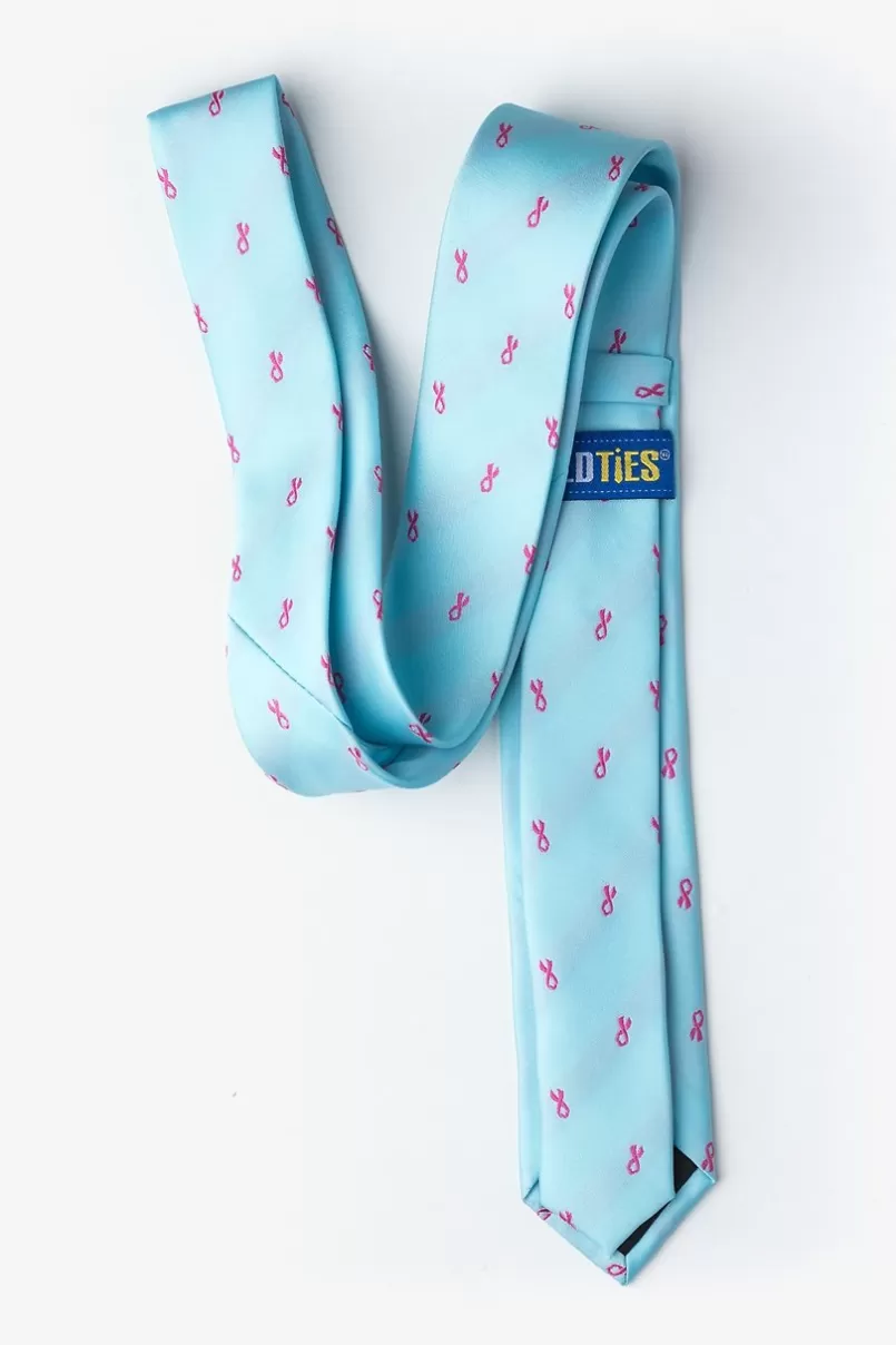 Ties Breast Cancer Ribbon Skinny Tie Blue Clearance