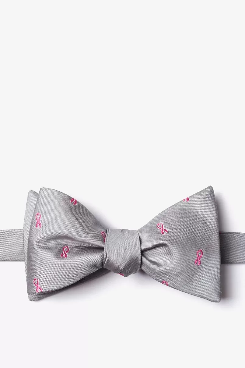 Ties Breast Cancer Ribbon Self-Tie Bow Tie Gray Store