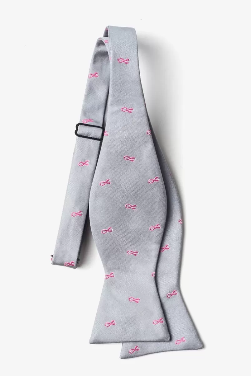 Ties Breast Cancer Ribbon Self-Tie Bow Tie Gray Store