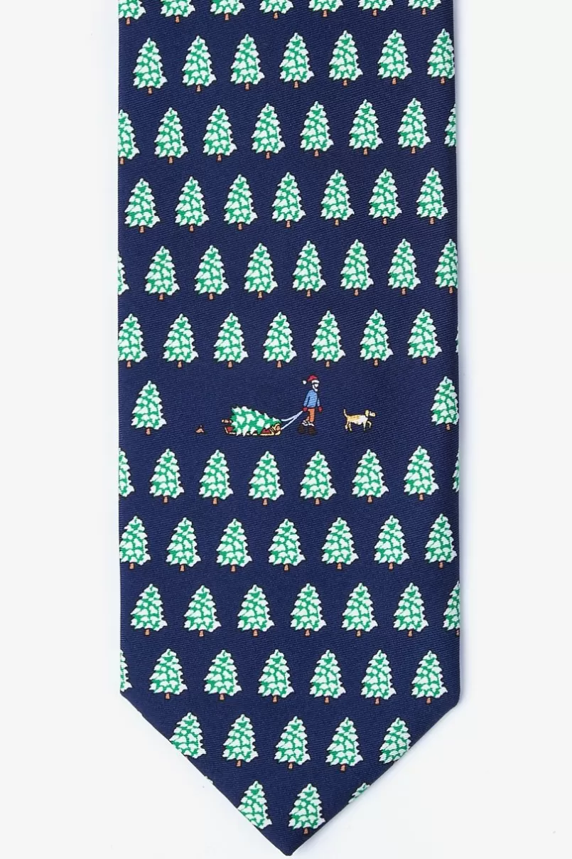 Ties Bringing Home the Tree Navy Blue Tie Store