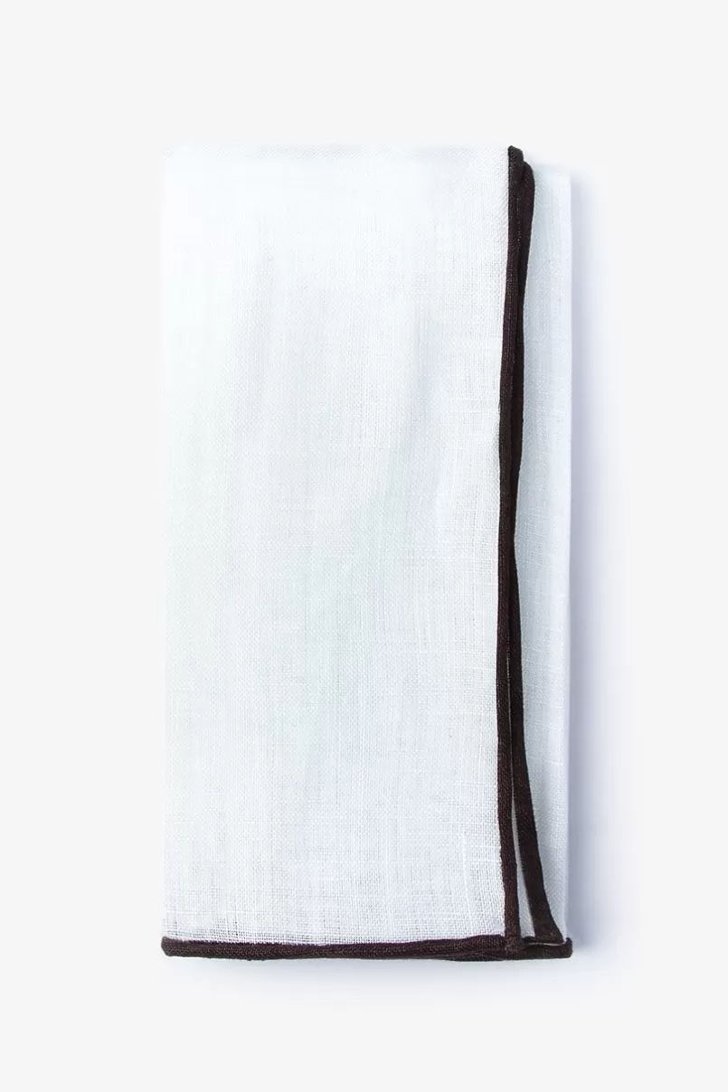 Ties Edged Linen Pocket Square Brown Flash Sale