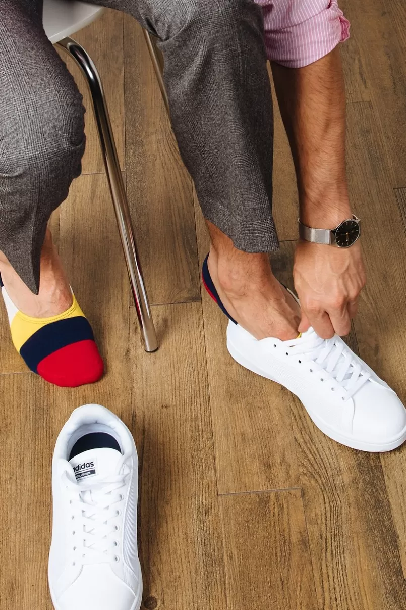 Ties Burbank Color Block No-Show Sock Red Fashion