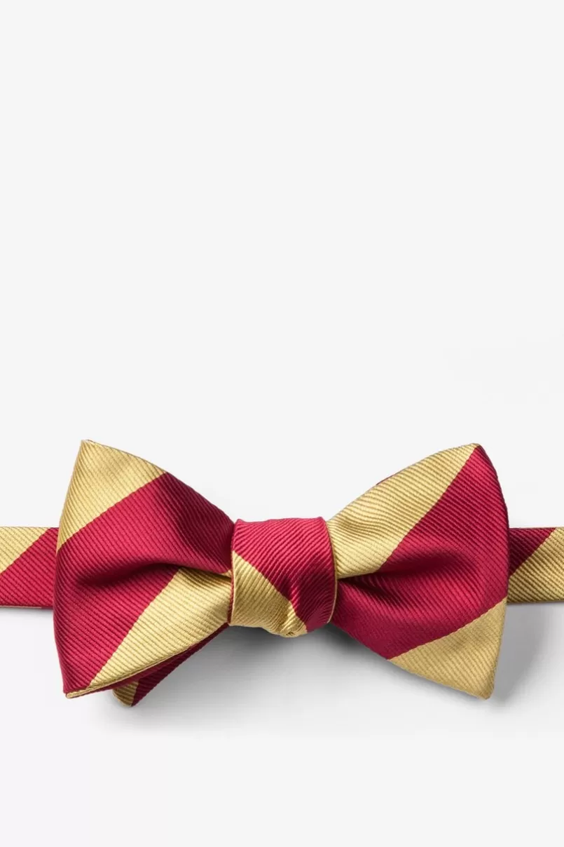 Ties Burgundy & Gold Stripe Self-Tie Bow Tie Burgundy&Gold Hot