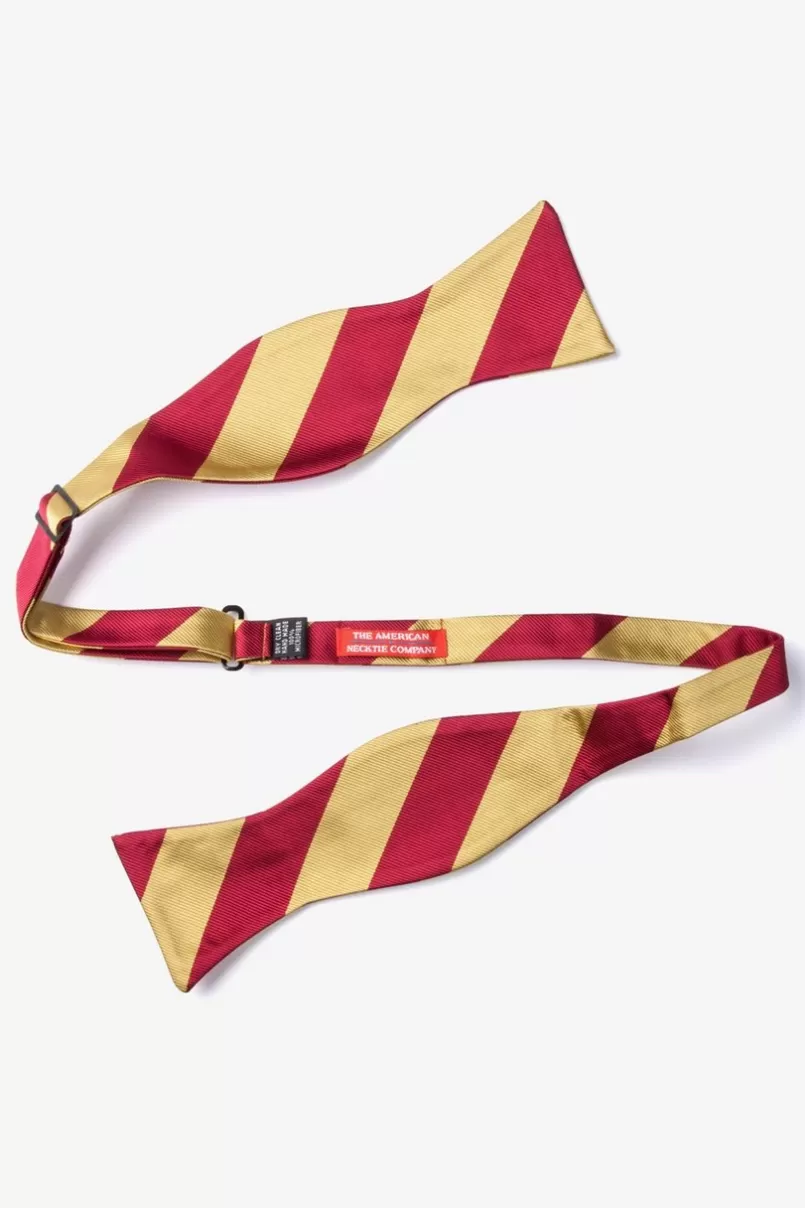 Ties Burgundy & Gold Stripe Self-Tie Bow Tie Burgundy&Gold Hot