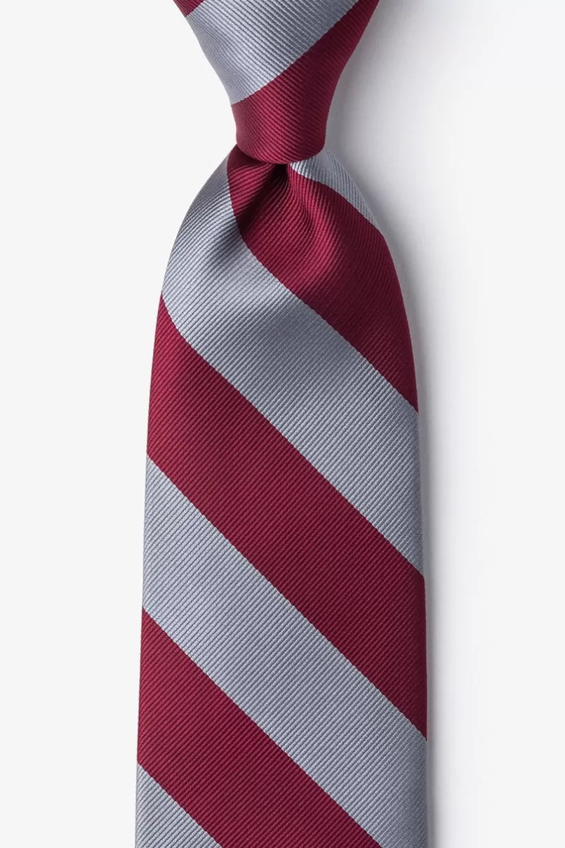 Ties Burgundy & Gray Stripe Extra Long Tie Burgundy&Gray Store