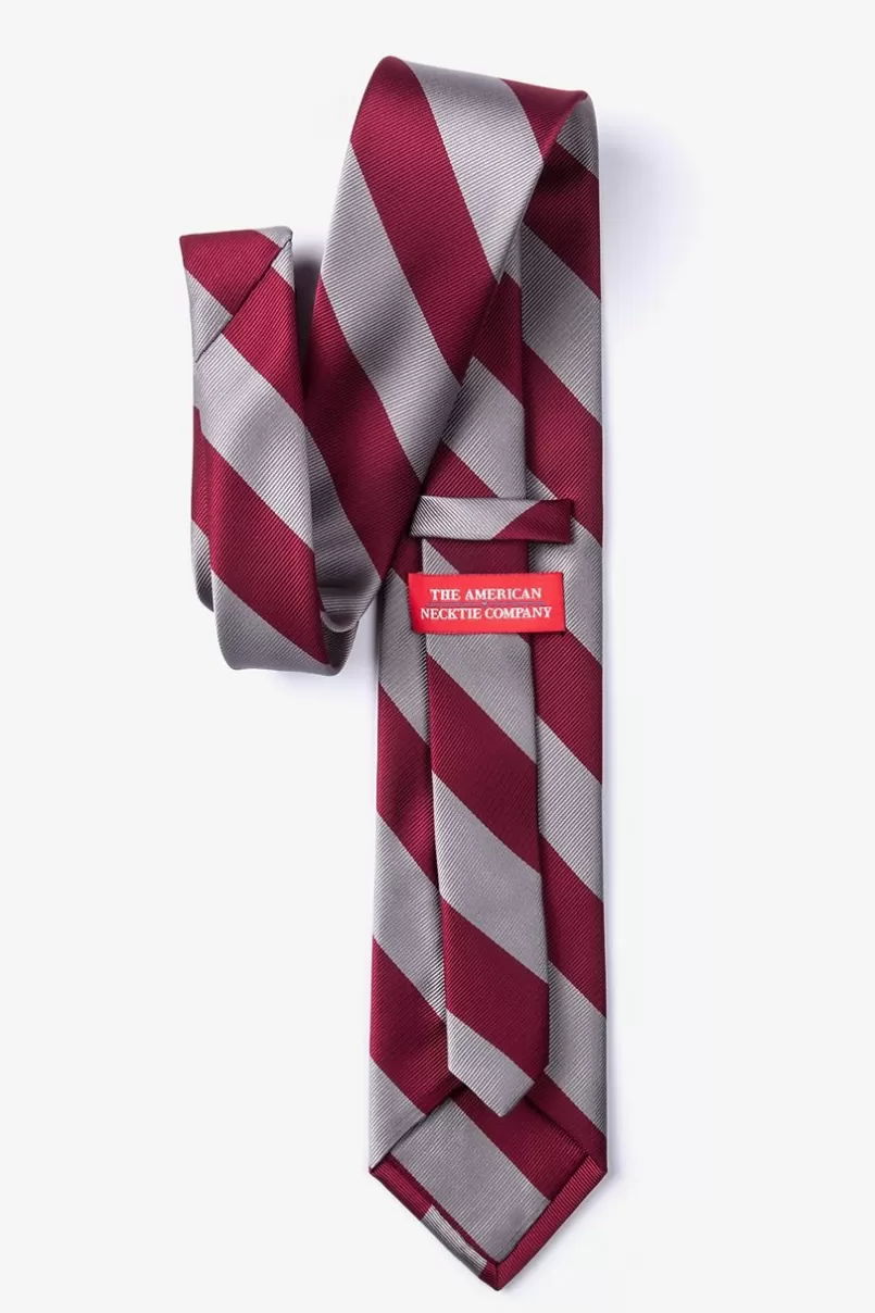 Ties Burgundy & Gray Stripe Extra Long Tie Burgundy&Gray Store