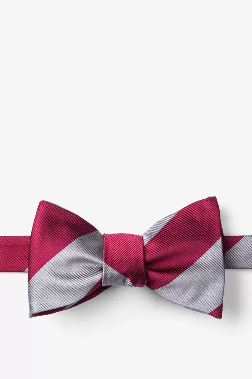 Ties Burgundy & Gray Stripe Self-Tie Bow Tie Burgundy&Gray Outlet