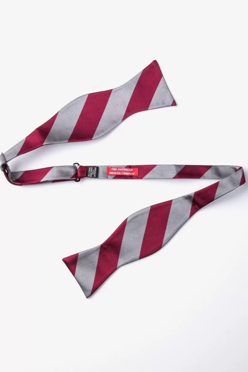 Ties Burgundy & Gray Stripe Self-Tie Bow Tie Burgundy&Gray Outlet