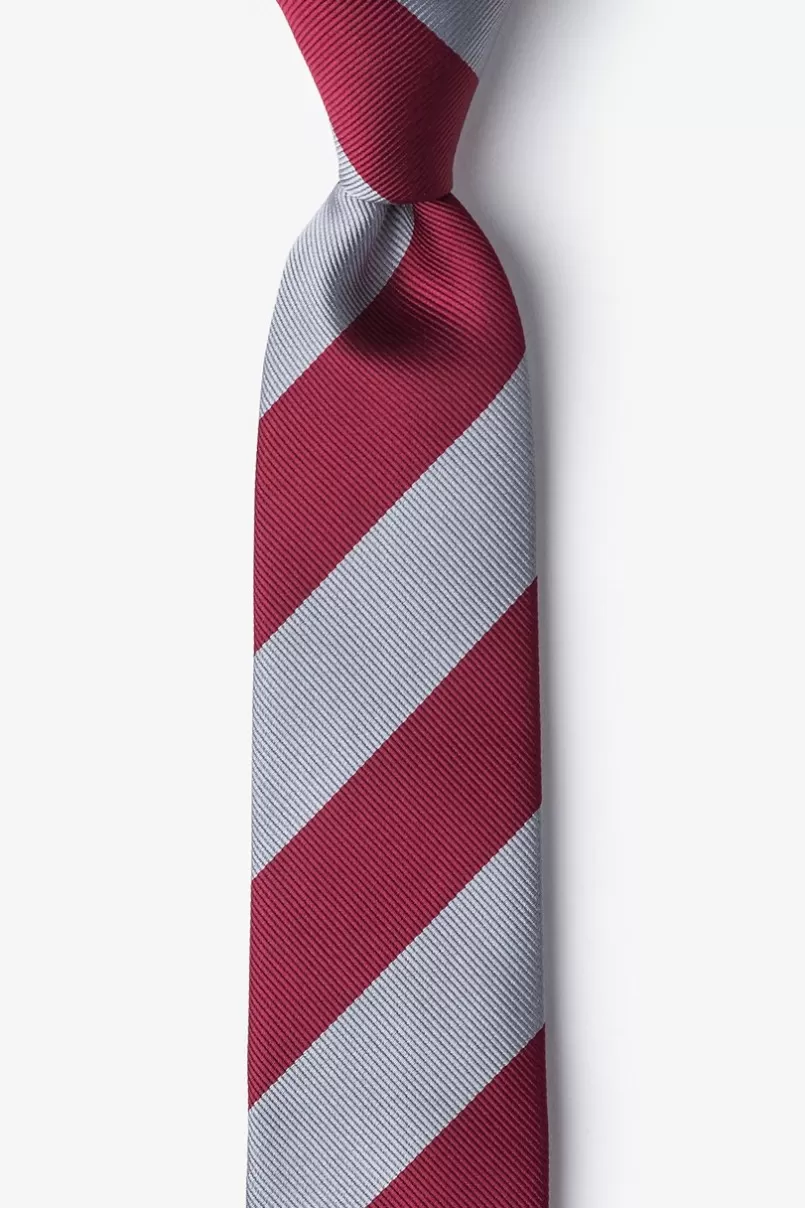 Ties Burgundy & Gray Stripe Skinny Tie Burgundy&Gray Discount
