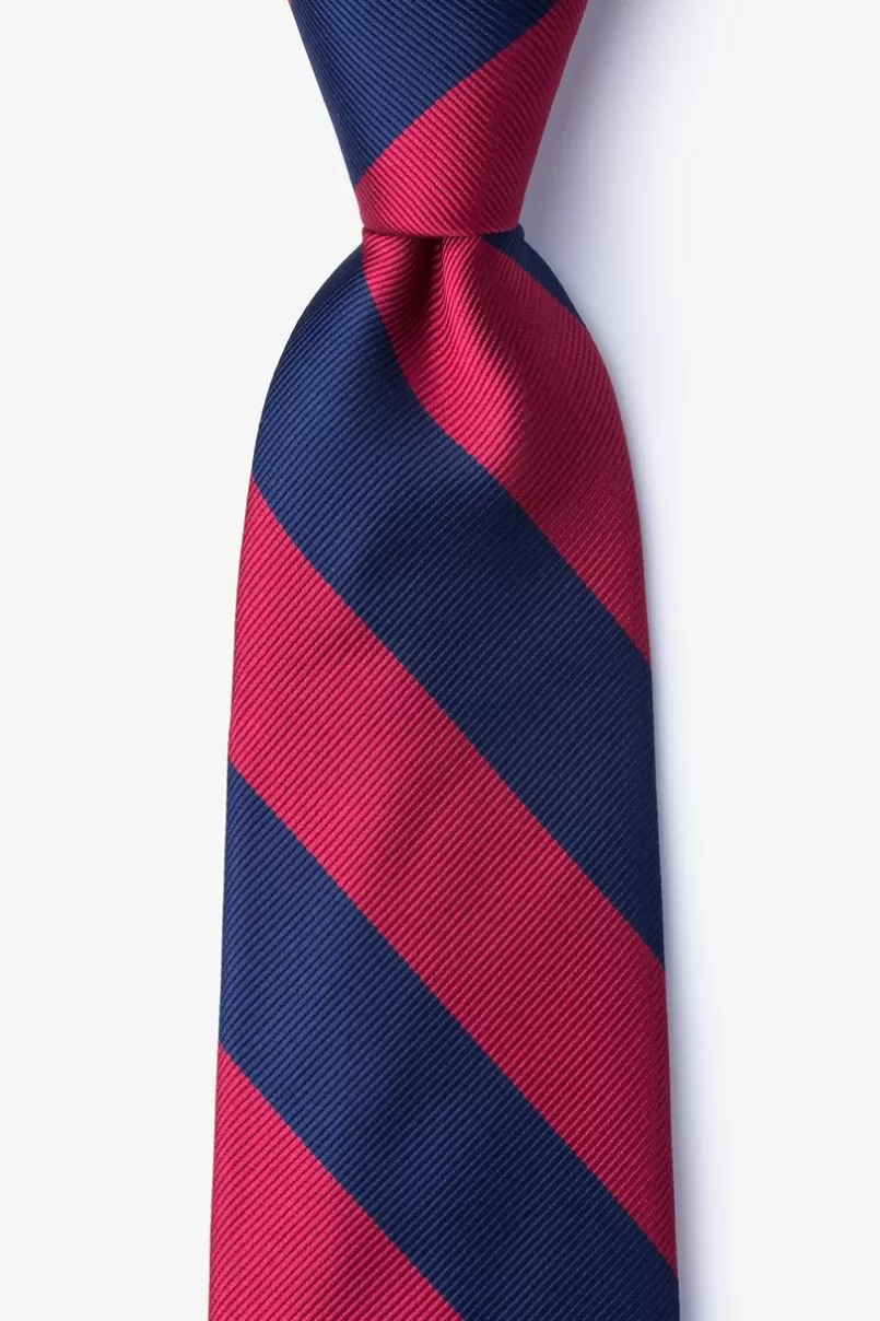 Ties Burgundy & Navy Stripe Extra Long Tie Burgundy&NavyBlue New