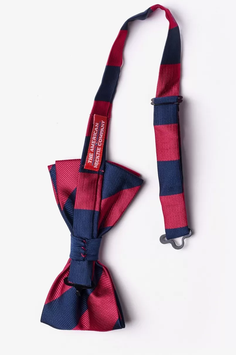 Ties Burgundy & Navy Stripe Pre-Tied Bow Tie Burgundy&NavyBlue Clearance