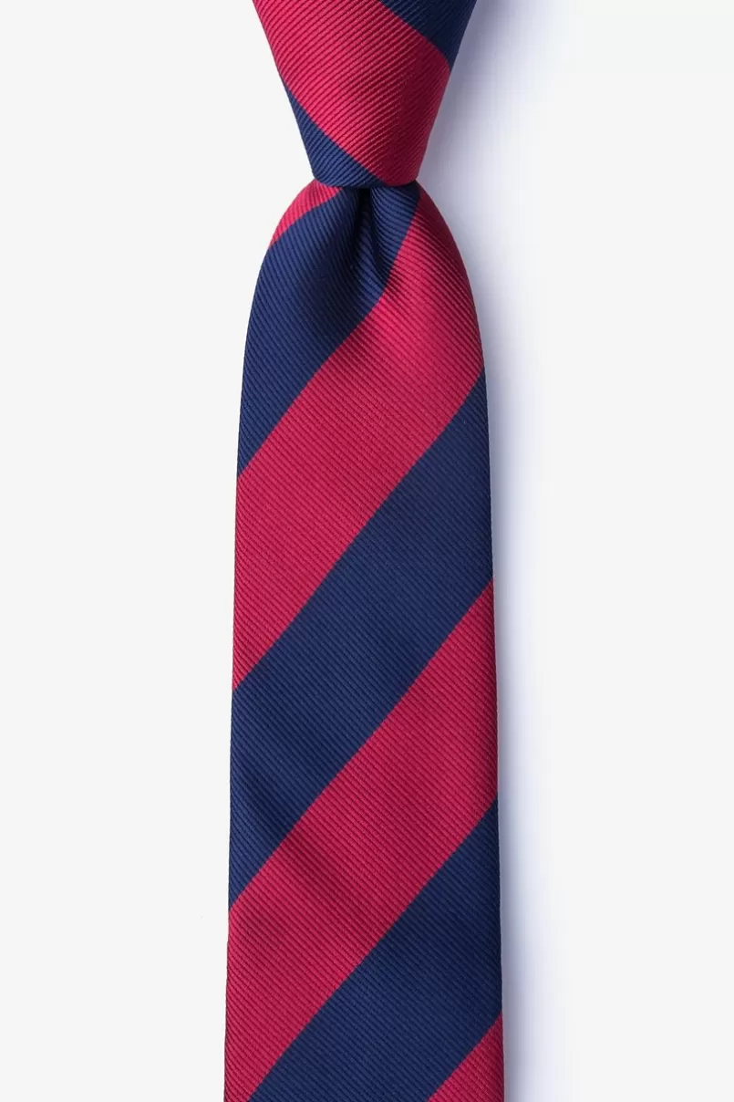 Ties Burgundy & Navy Stripe Skinny Tie Burgundy&NavyBlue Best Sale