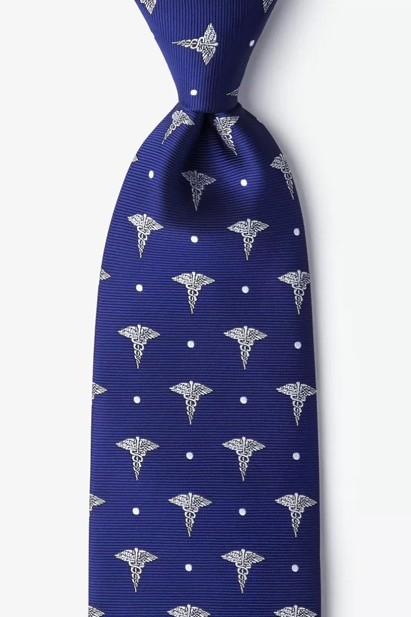 Ties Caduceus Navy Blue Tie Cheap