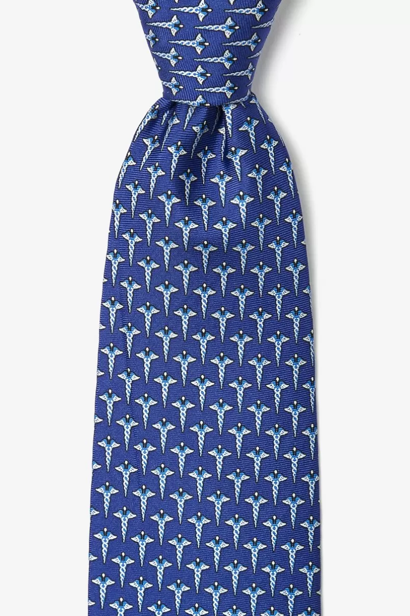 Ties Caduceus Navy Blue Tie Flash Sale