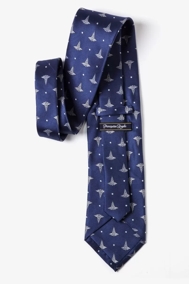 Ties Caduceus Navy Blue Tie Cheap