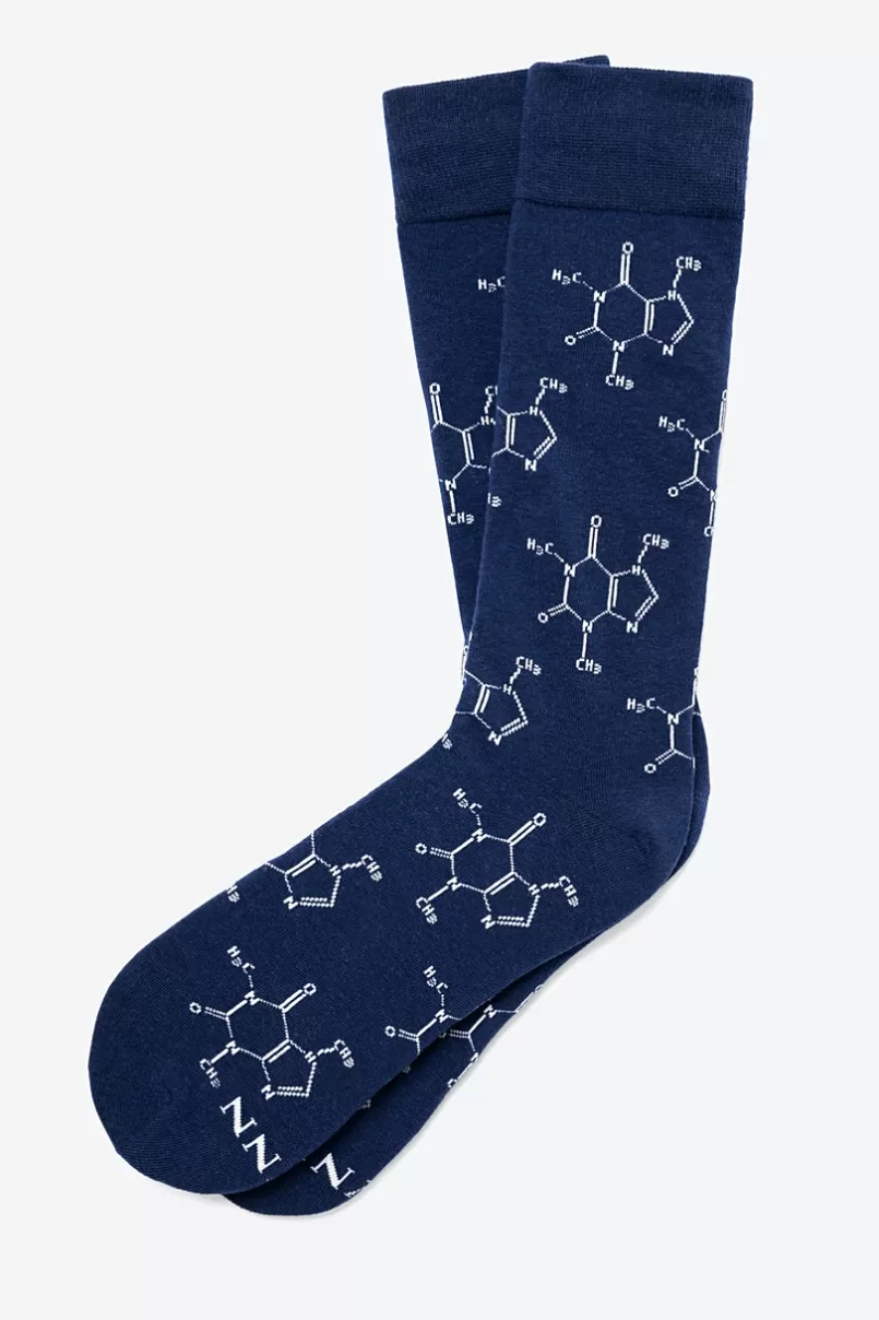 Ties Caffeine Molecule Navy Blue Sock NavyBlue Online