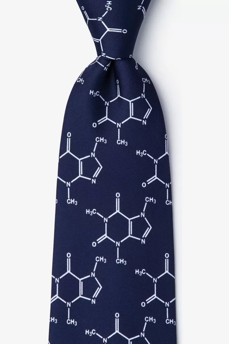 Ties Caffeine Molecule Navy Blue Tie Shop