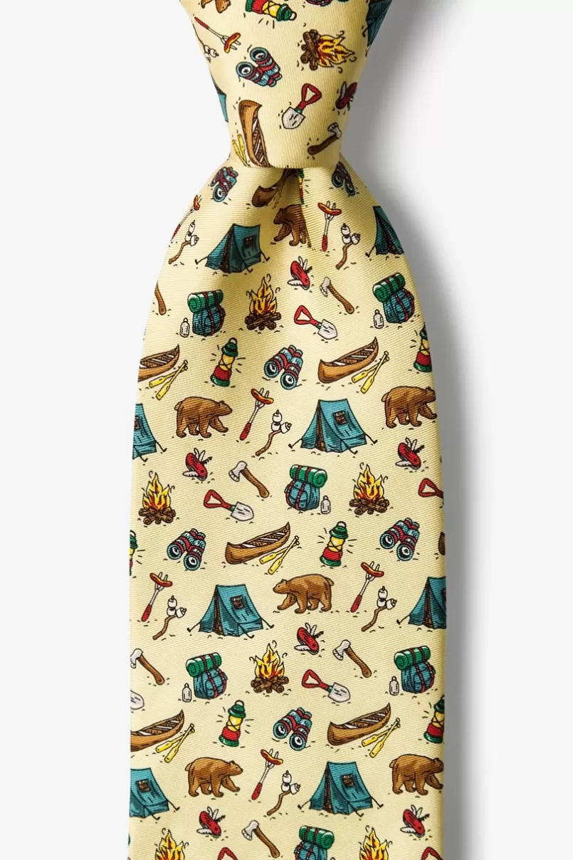 Ties Camping is In-tents Beige Tie New