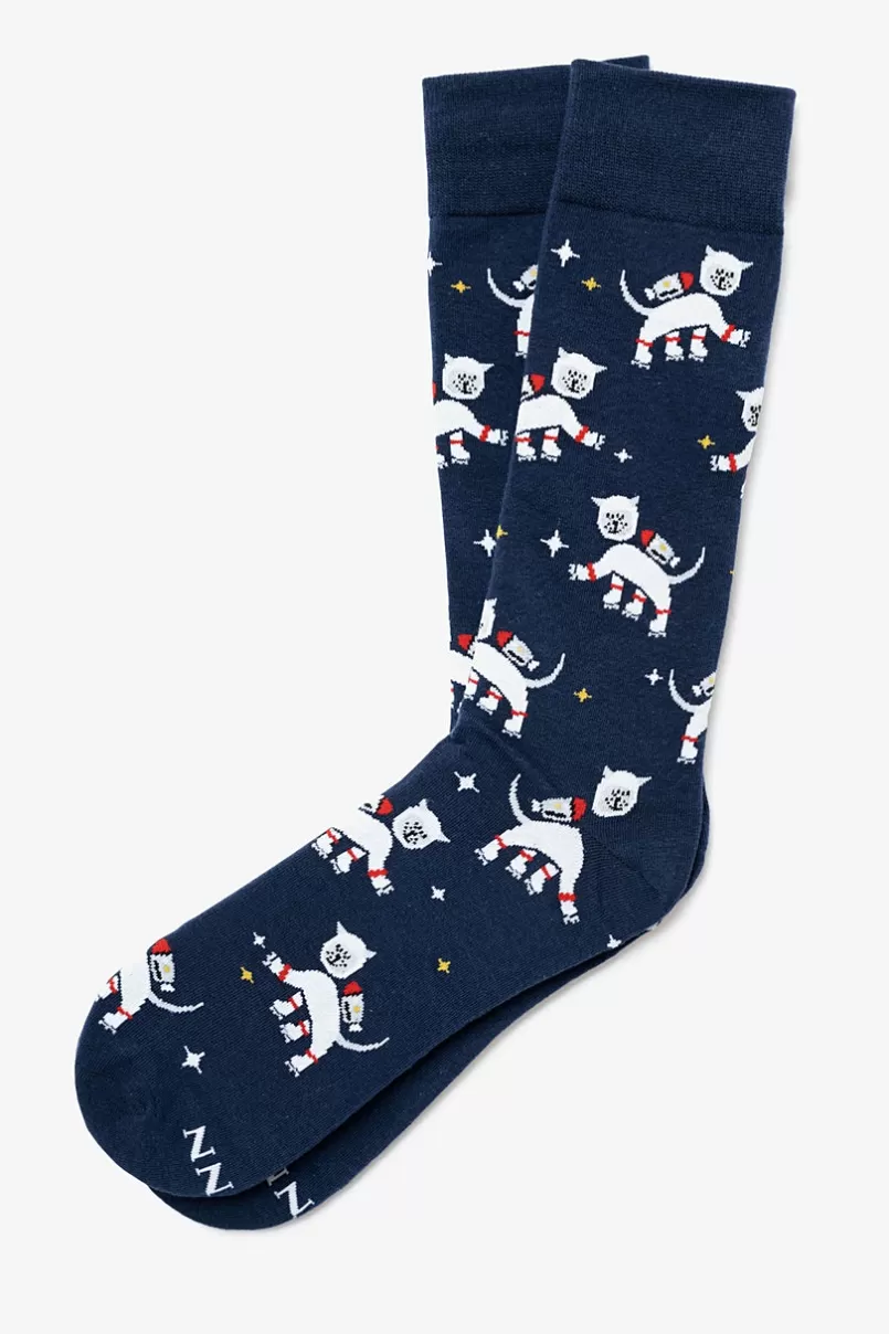 Ties Catstronauts Navy Blue Sock Cheap