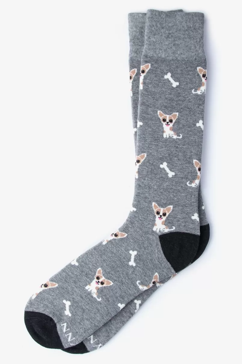 Ties Chihuahua Dog Heather Gray Sock HeatherGray Discount