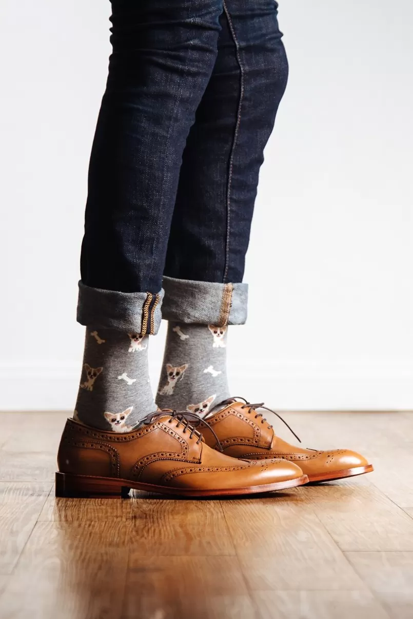 Ties Chihuahua Dog Heather Gray Sock HeatherGray Discount