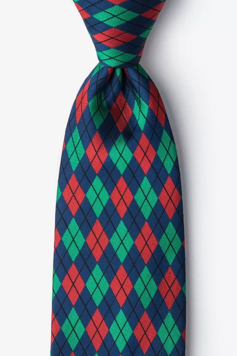Ties Christmas Argyle Navy Blue Tie Shop