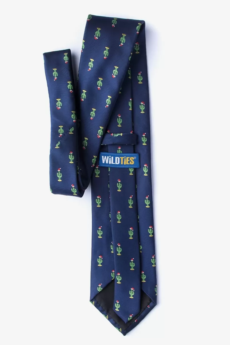 Ties Christmas Cacti Navy Blue Extra Long Tie NavyBlue Flash Sale