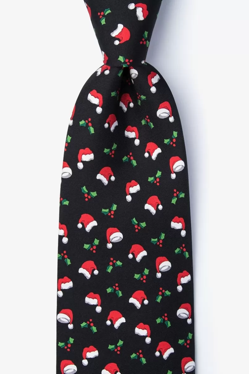 Ties Christmas Caps Black Extra Long Tie Discount