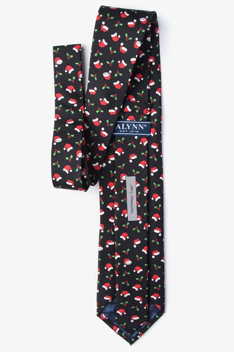 Ties Christmas Caps Black Extra Long Tie Discount
