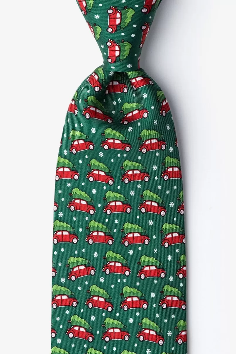 Ties Christmas Car-ma Extra Long Tie Green New
