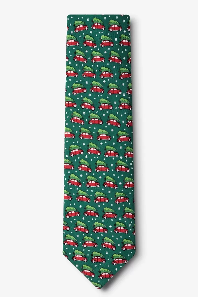 Ties Christmas Car-ma Extra Long Tie Green New