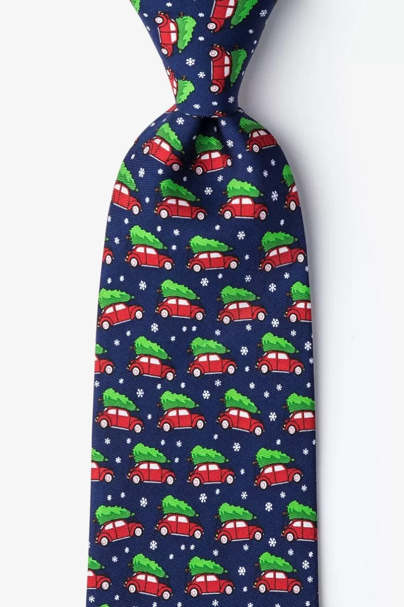 Ties Christmas Car-ma Navy Blue Extra Long Tie NavyBlue Sale