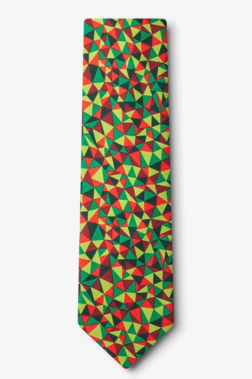 Ties Christmas Kaleidoscope Triangles Green Extra Long Tie Flash Sale