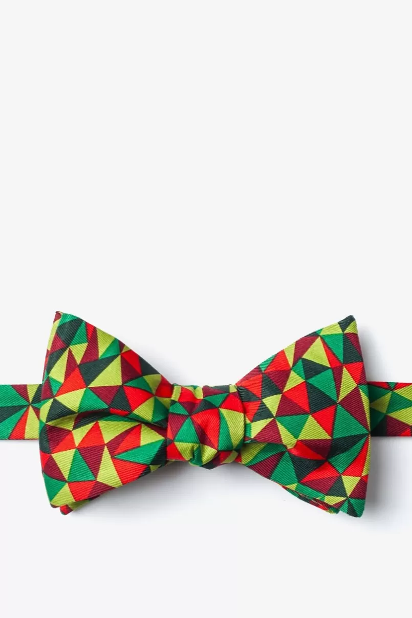 Ties Christmas Kaleidoscope Triangles Green Self-Tie Bow Tie Flash Sale