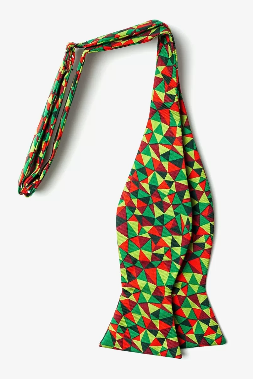 Ties Christmas Kaleidoscope Triangles Green Self-Tie Bow Tie Flash Sale
