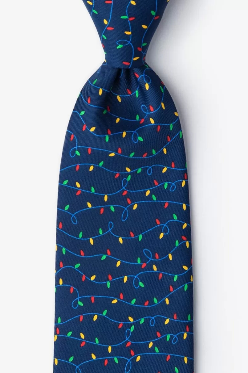 Ties Christmas Lights Navy Blue Tie Hot