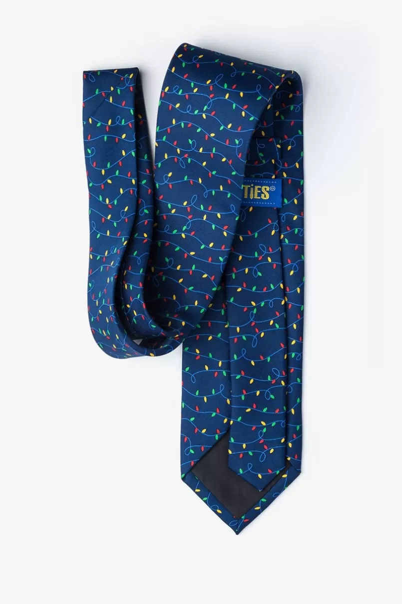 Ties Christmas Lights Navy Blue Tie Hot